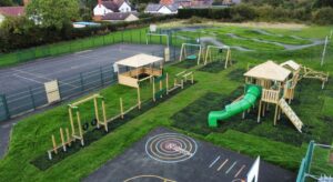 This image shows an ariel shot of Saughall Parish Council the completed project